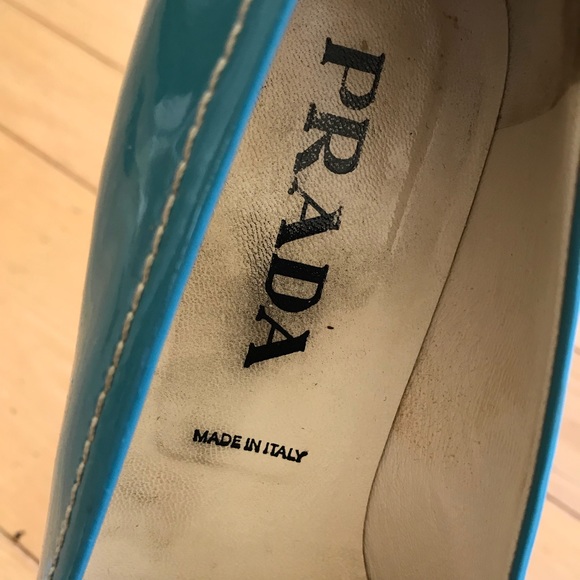 WORN Prada turquoise pointed patent leather flat 7 - Picture 4 of 5